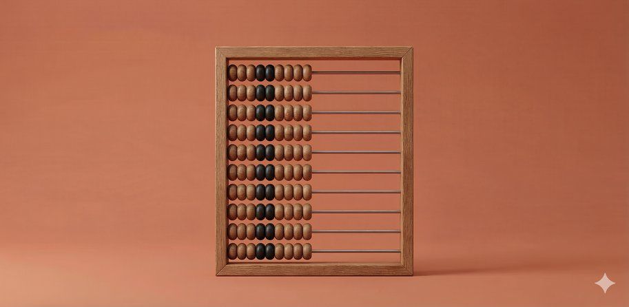 Alles aufgeräumt? Der Abakus von einer anderen Perspektive, metaphorisch gedacht als Checkliste einzelner Punkte, die man von links nach rechts schieben kann.