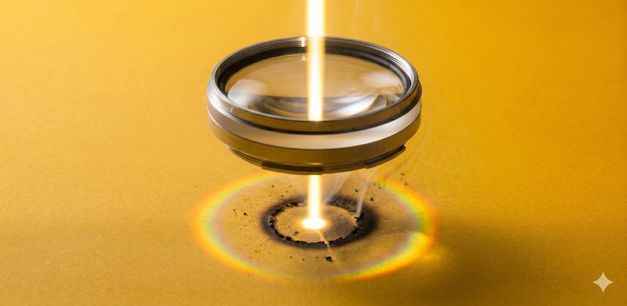 Eine Linse, durch die Licht fällt, so dass Fokus entsteht. Symboldbild für Fokus durch Einfachheit.