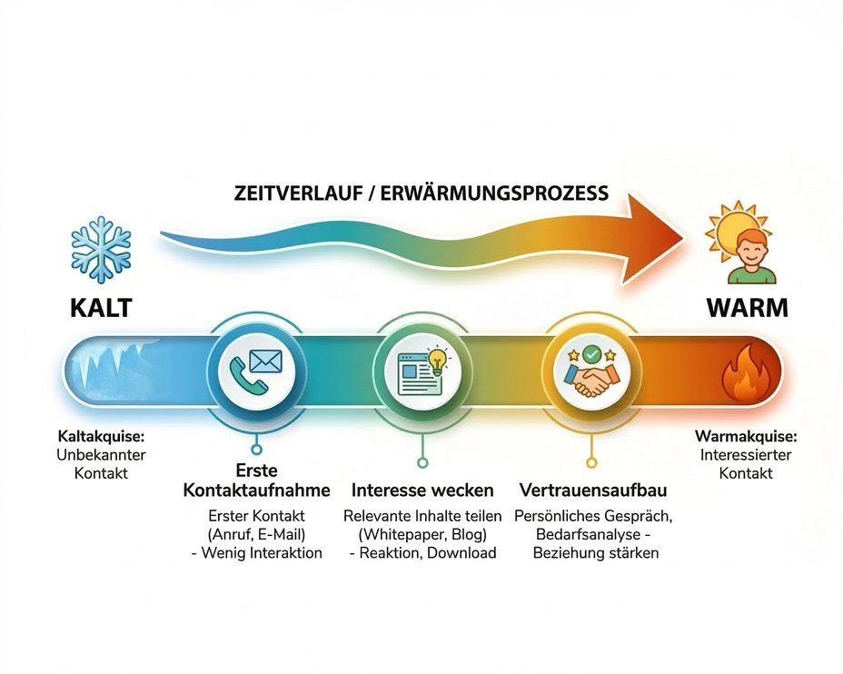 Infografik zum Lead Prozess von der Kaltakquise zur Warmakquise