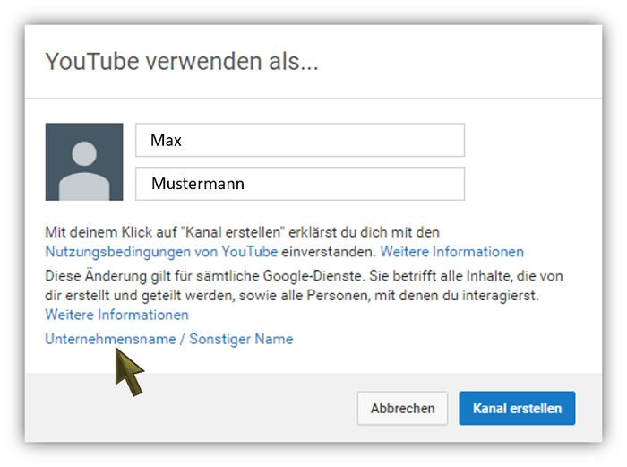 Kanal erstellen Kanal erstellen