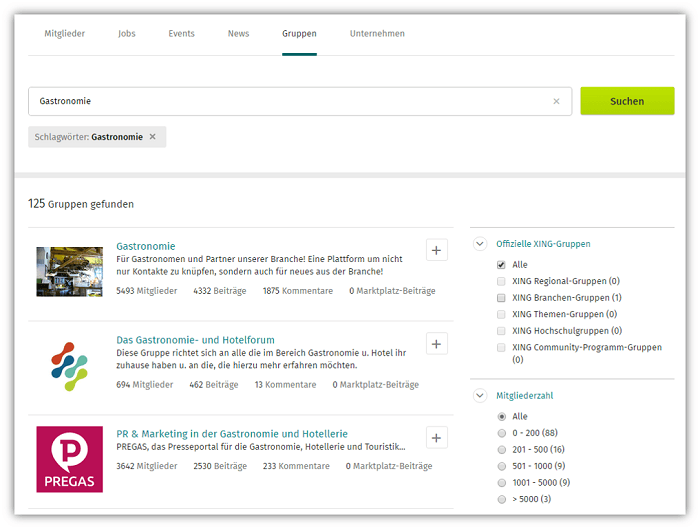 Gruppensuche auf XING Gruppensuche auf XING