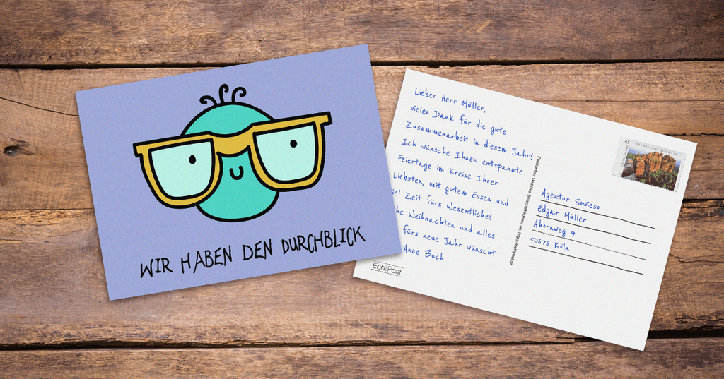 EchtPost Postkarte - wie mit der Hand geschrieben